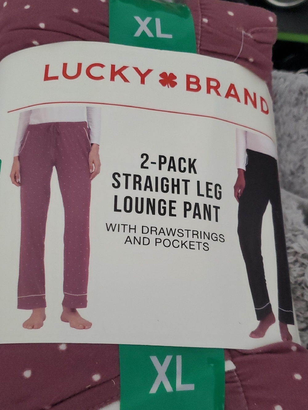 Lucky Brand Mauve Polka Dot & Black Lounge Pants 2-Pack